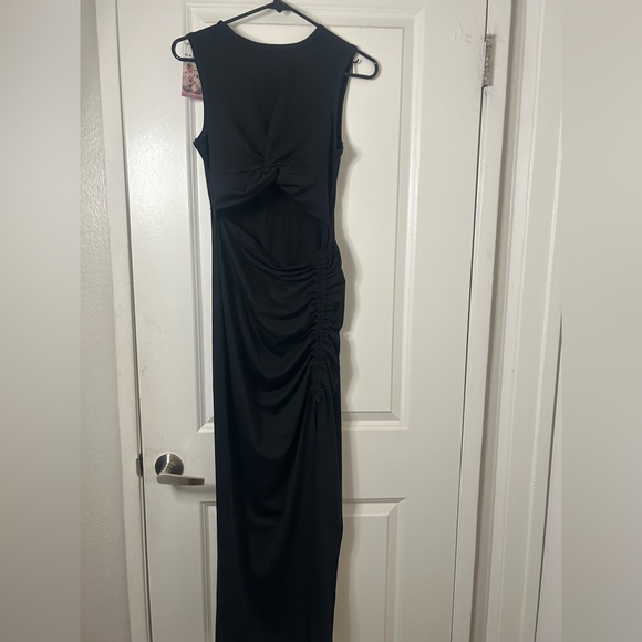 Halara Round Neck Twisted Cut Out Ruched Drawstring Bodycon Midi Dress M NWT - Picture 4 of 7